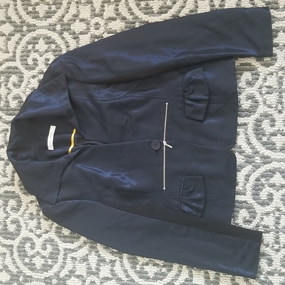 (L) Andy The-Anh Metallic Navy Blazer Black Tie Occasion Luxury Formal Office - Picture 1 of 8